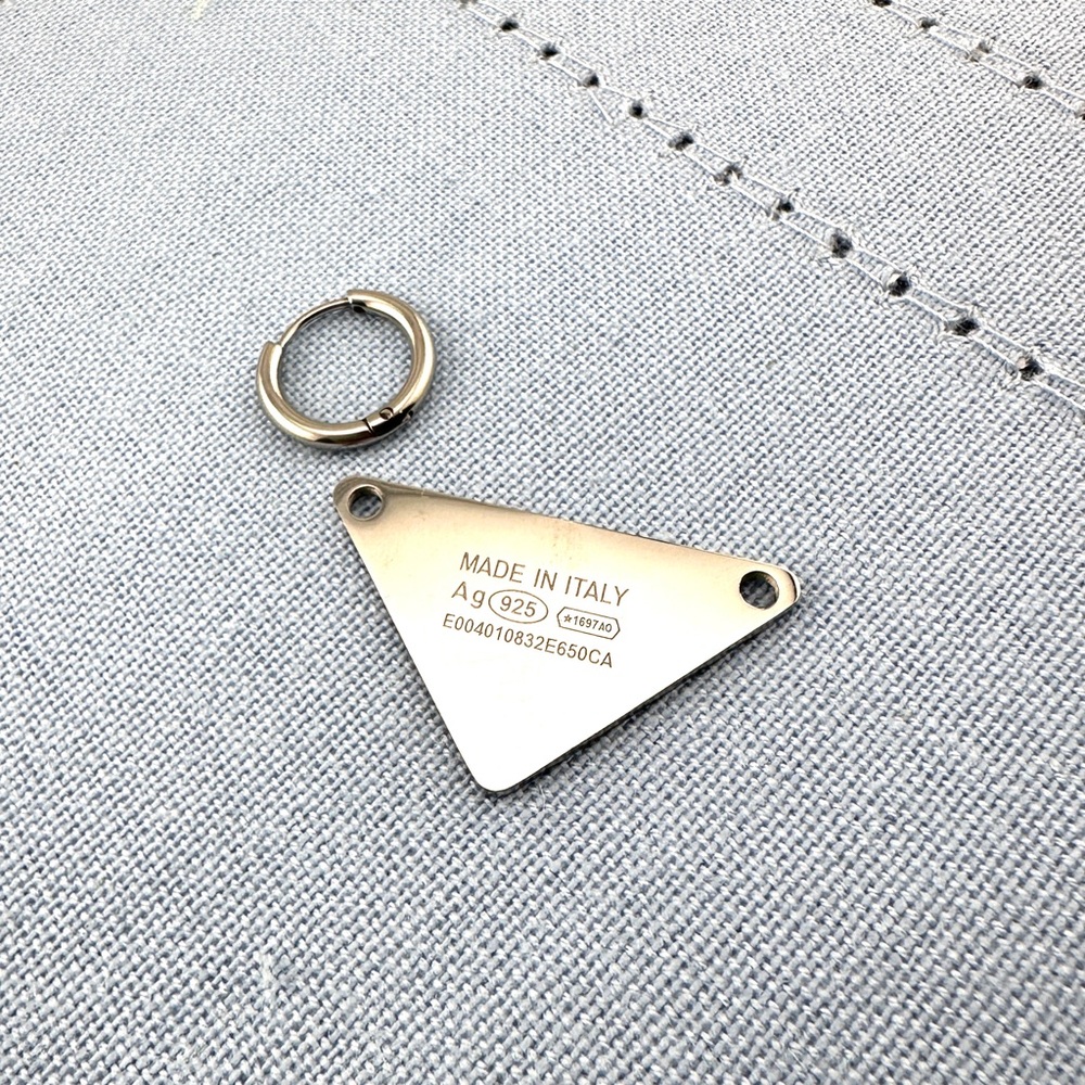 AUTHENTIC Black Prada charm with unbranded sterling silver necklace. - Picture 7 of 8